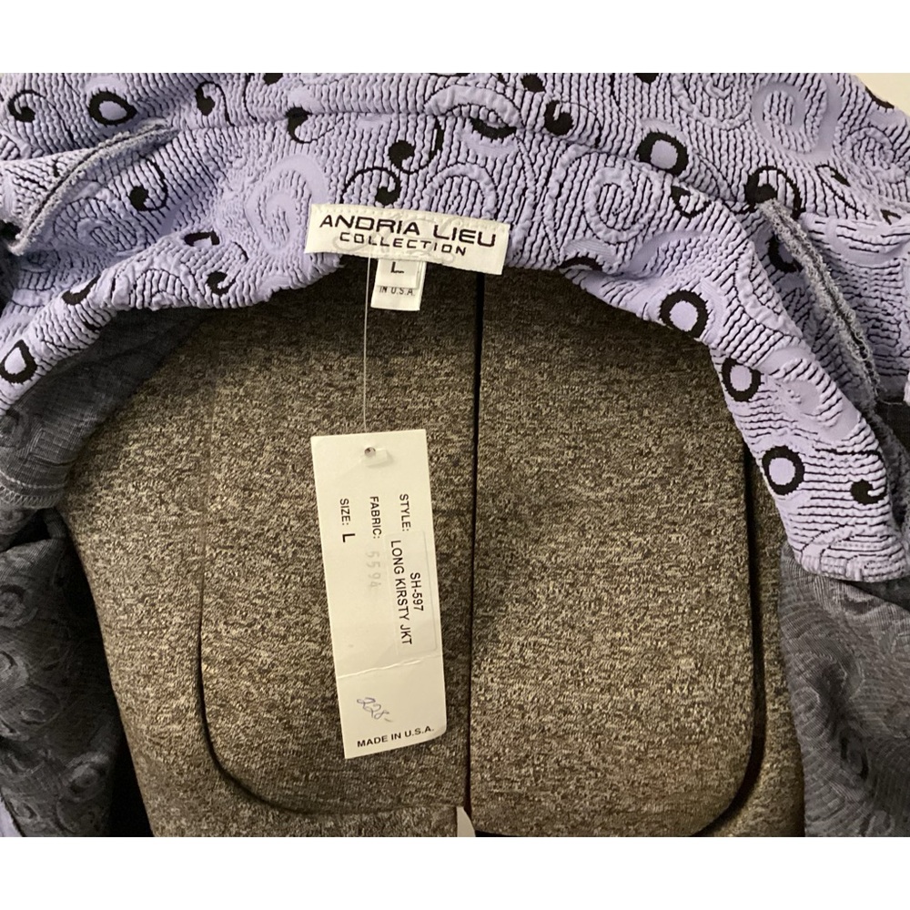 Andrea Lieu lavender textured coat style tunic,Size Large - Picture 5 of 7